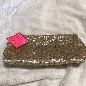 NWT Gold sequence Victorias Secret brand clutch bag